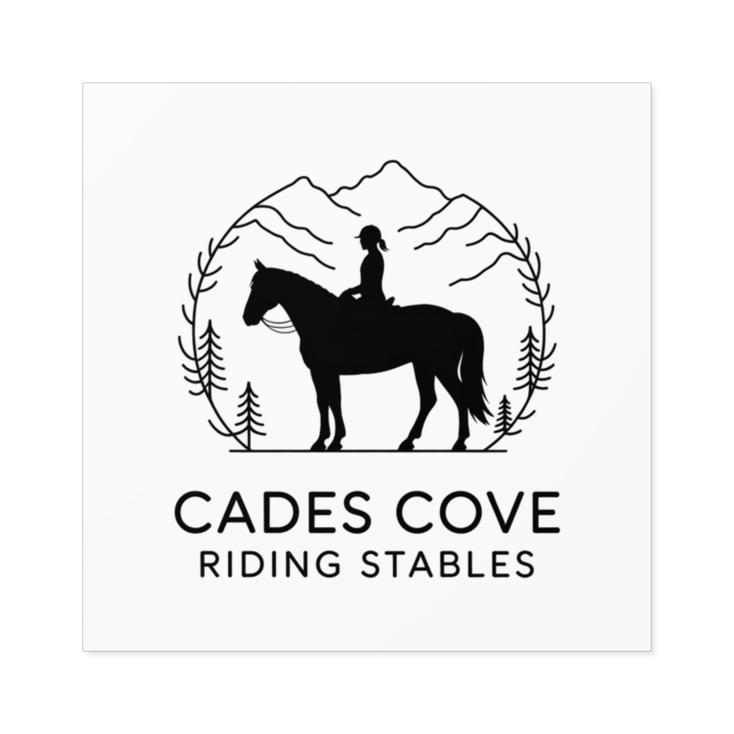 Cades Cove Riding Stables Sticker – Smoky Mountains Horse and Rider Minimalist Decal