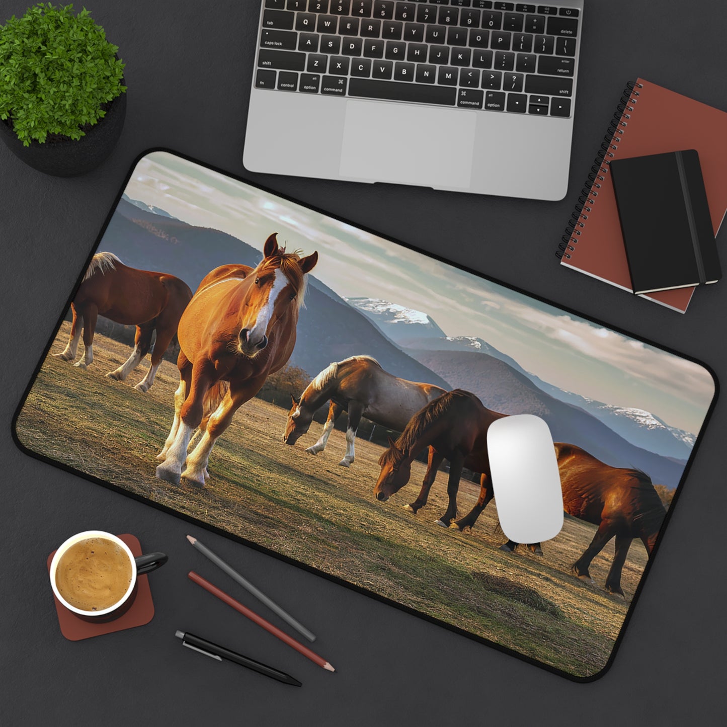 Great Smoky Mountains National Park Horses In a Field During the Winter Desk Mat