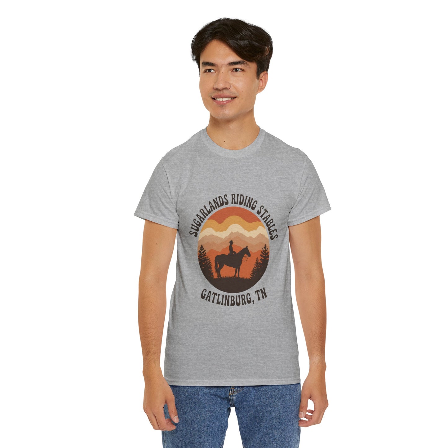 Sugarlands Riding Stables T-Shirt – Gatlinburg Tennessee Sunset Smoky Mountains Tee