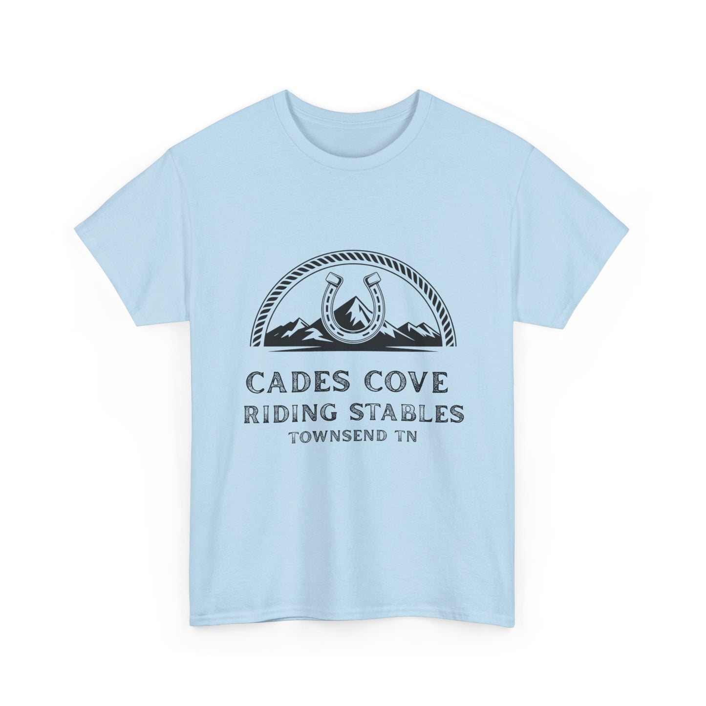Cades Cove Riding Stables T-Shirt – Smoky Mountains Horseshoe Western Logo Tee