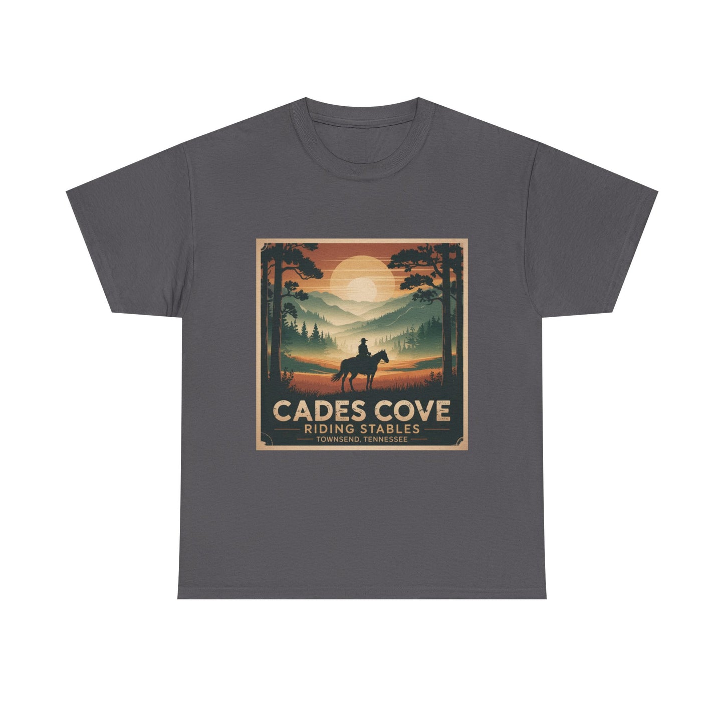 Cades Cove Riding Stables Sunset T-Shirt – Townsend Tennessee Smoky Mountains Horseback Tee