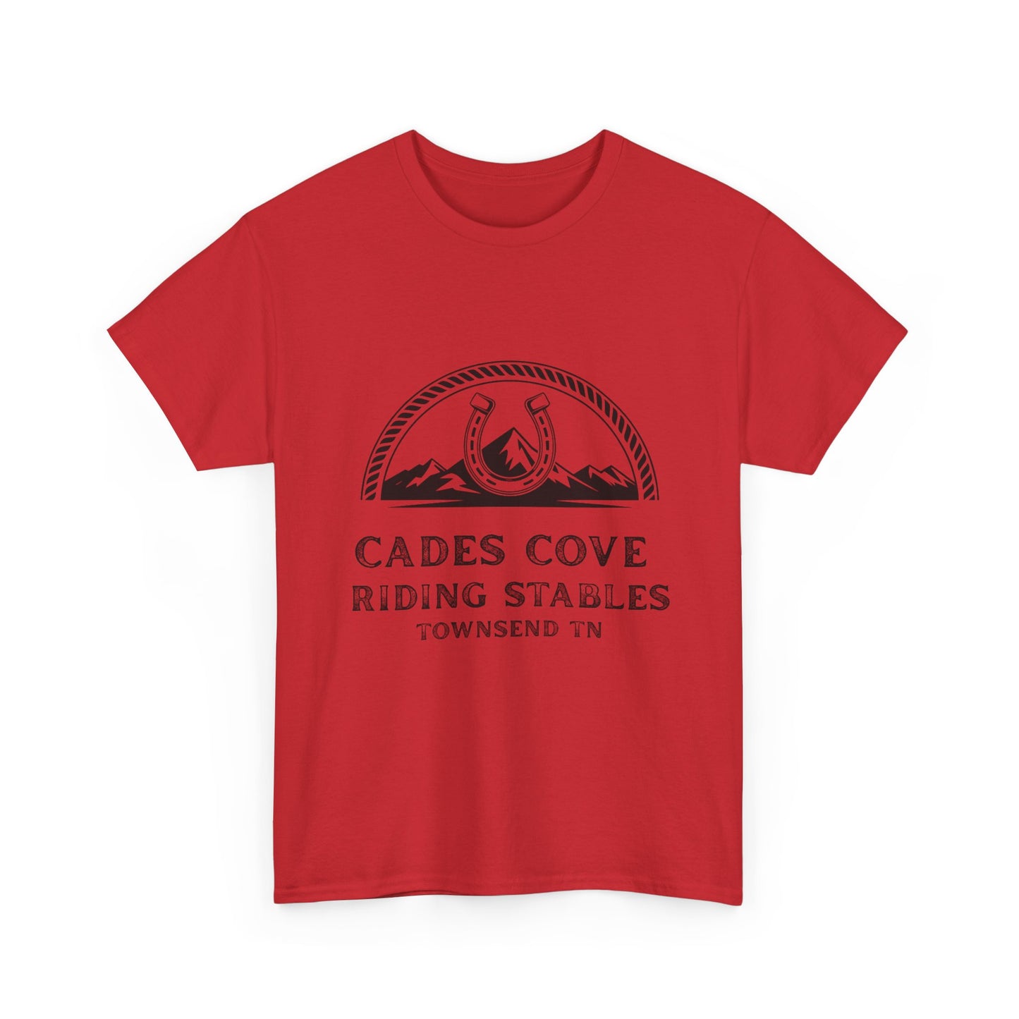 Cades Cove Riding Stables T-Shirt – Smoky Mountains Horseshoe Western Logo Tee