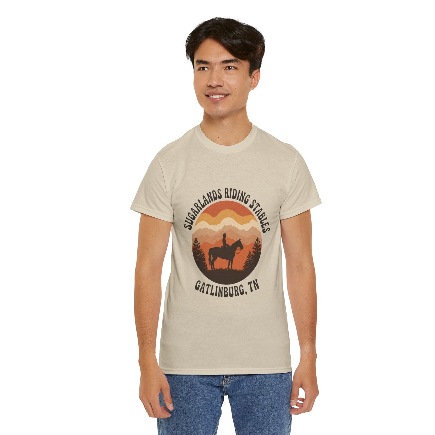 Sugarlands Riding Stables T-Shirt – Gatlinburg Tennessee Sunset Smoky Mountains Tee