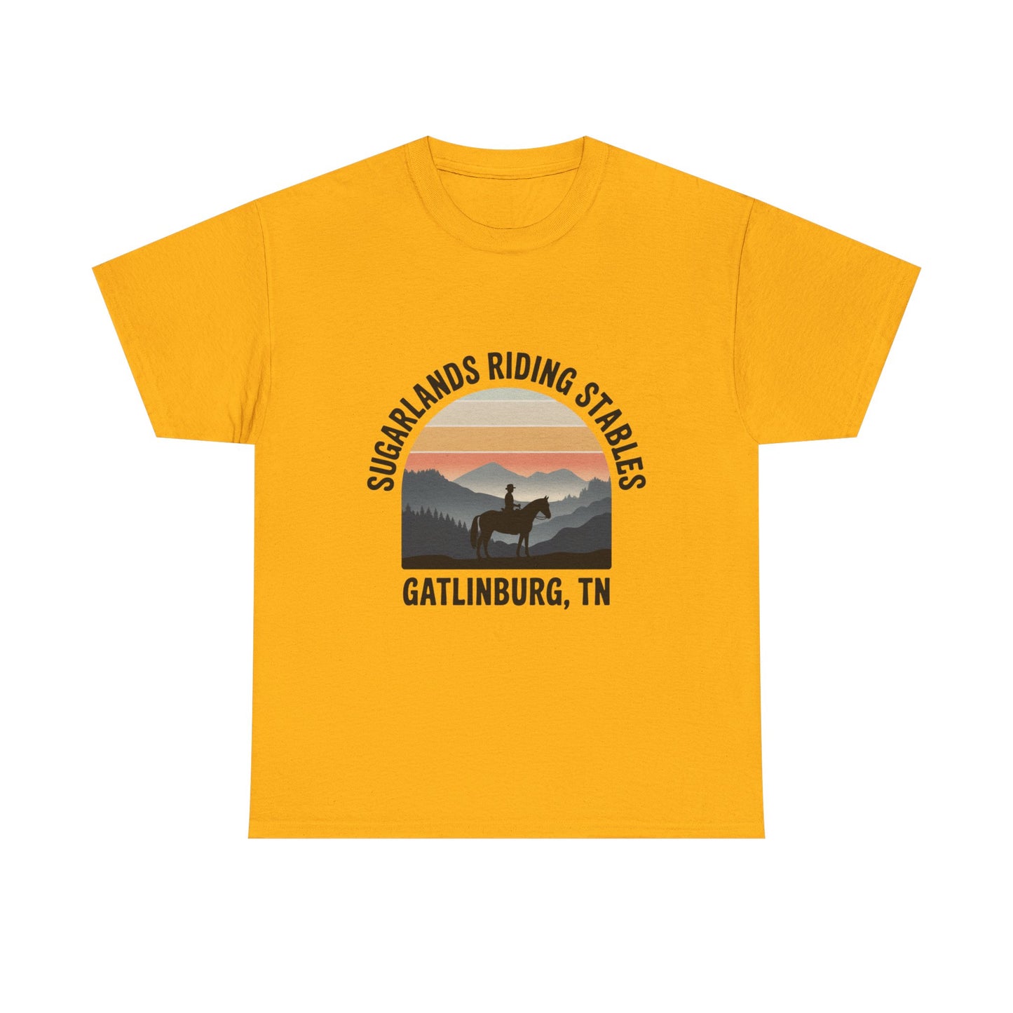 Sugarlands Riding Stables T-Shirt – Gatlinburg Tennessee Sunset Horizon Smoky Mountains Tee