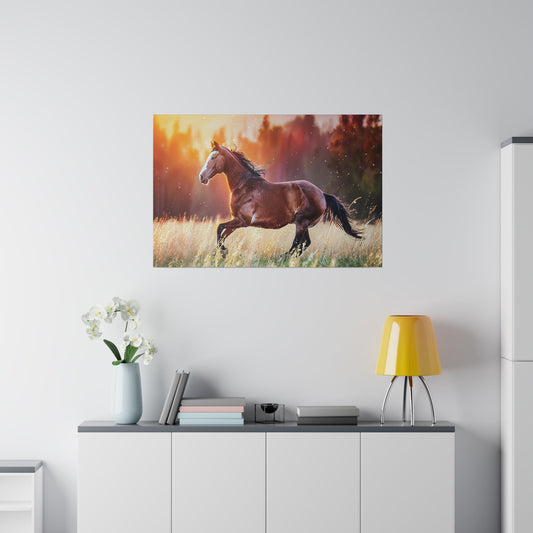 Great Smoky Mountains National Parks Horse Running through Field Matte Canvas, Stretched, 0.75"