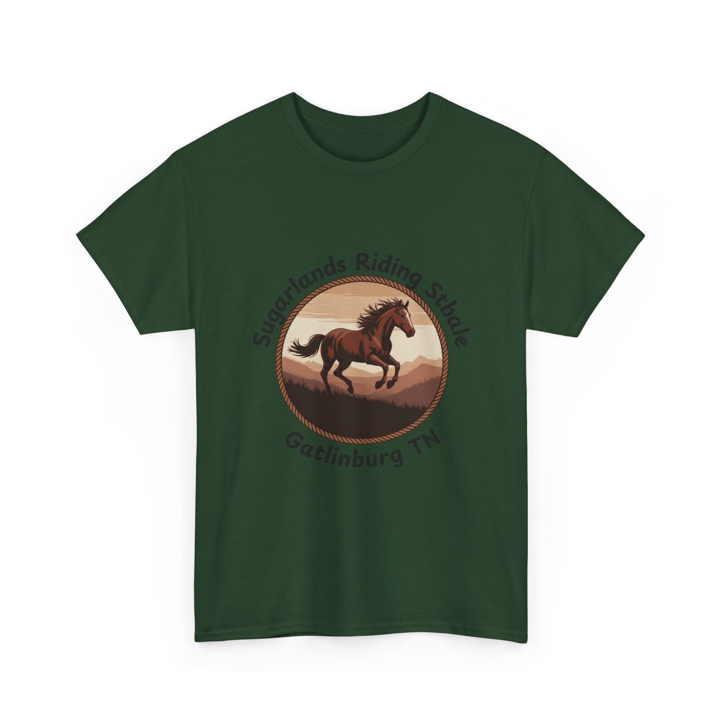 Running Horse T-Shirt – Sugarlands Riding Stables Gatlinburg Tennessee Western Sunset Tee