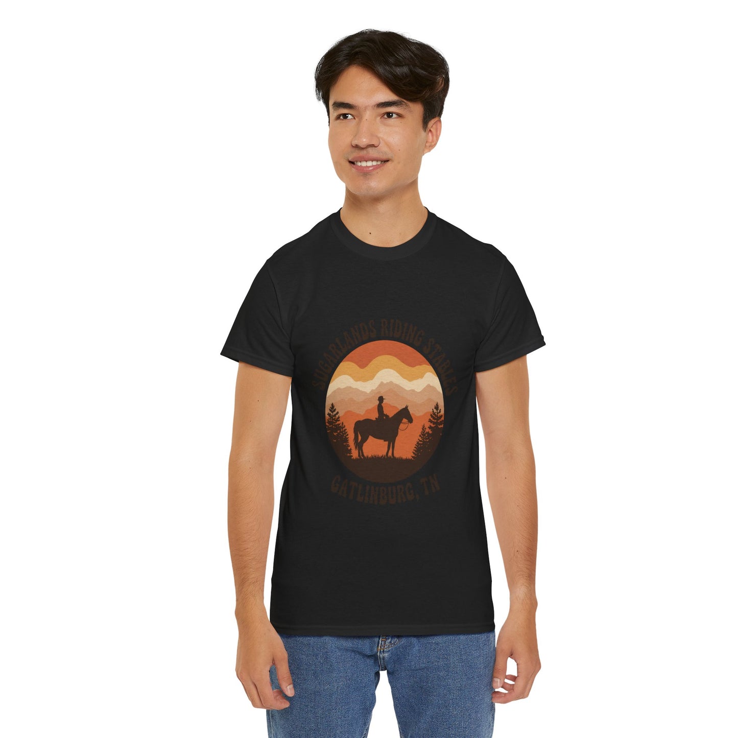 Sugarlands Riding Stables T-Shirt – Gatlinburg Tennessee Sunset Smoky Mountains Tee
