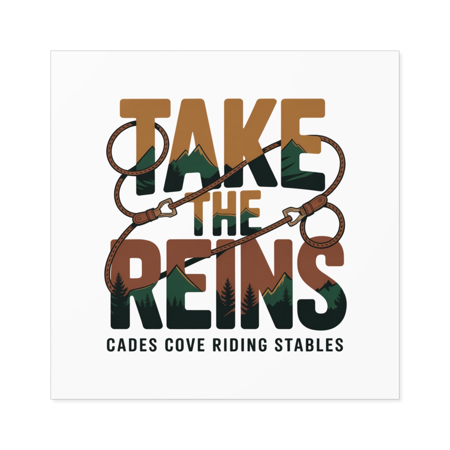 Take the Reins Sticker – Cades Cove Riding Stables Smoky Mountains Western Decal
