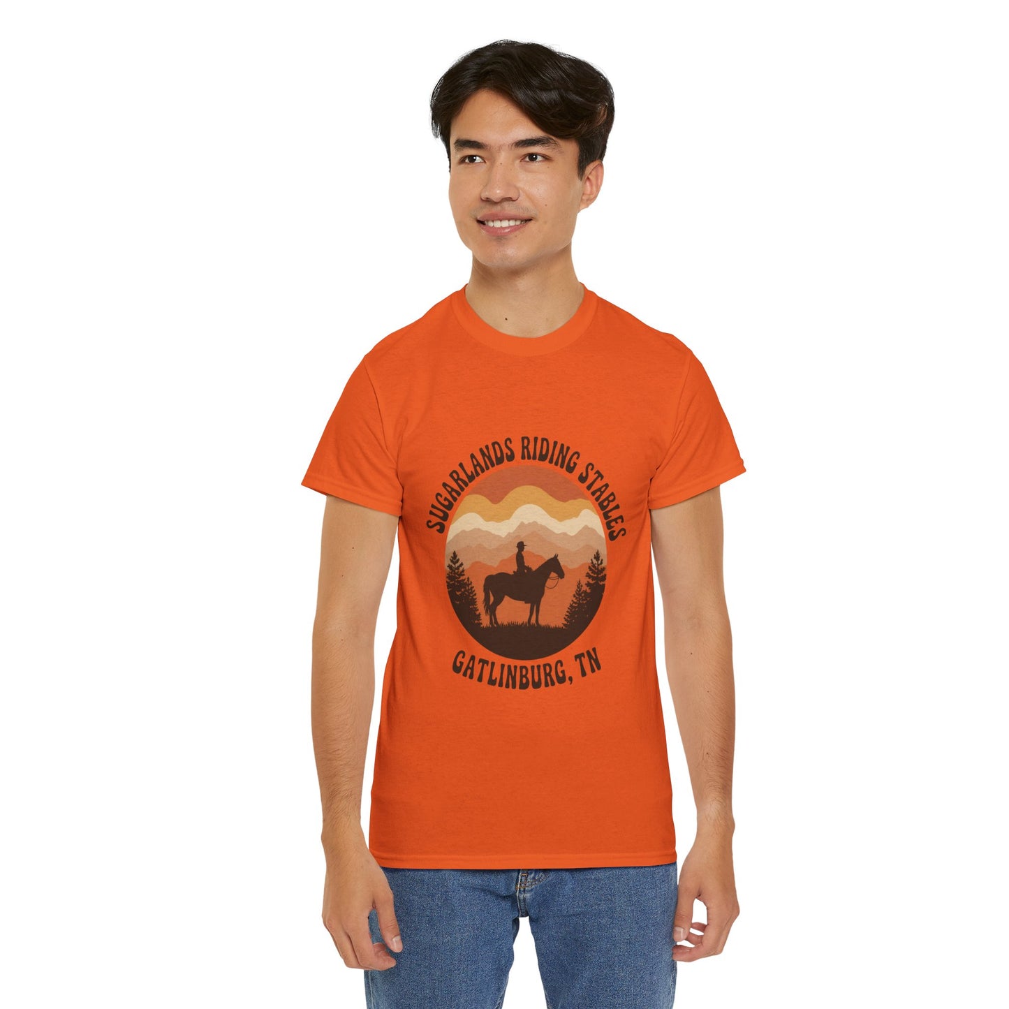 Sugarlands Riding Stables T-Shirt – Gatlinburg Tennessee Sunset Smoky Mountains Tee