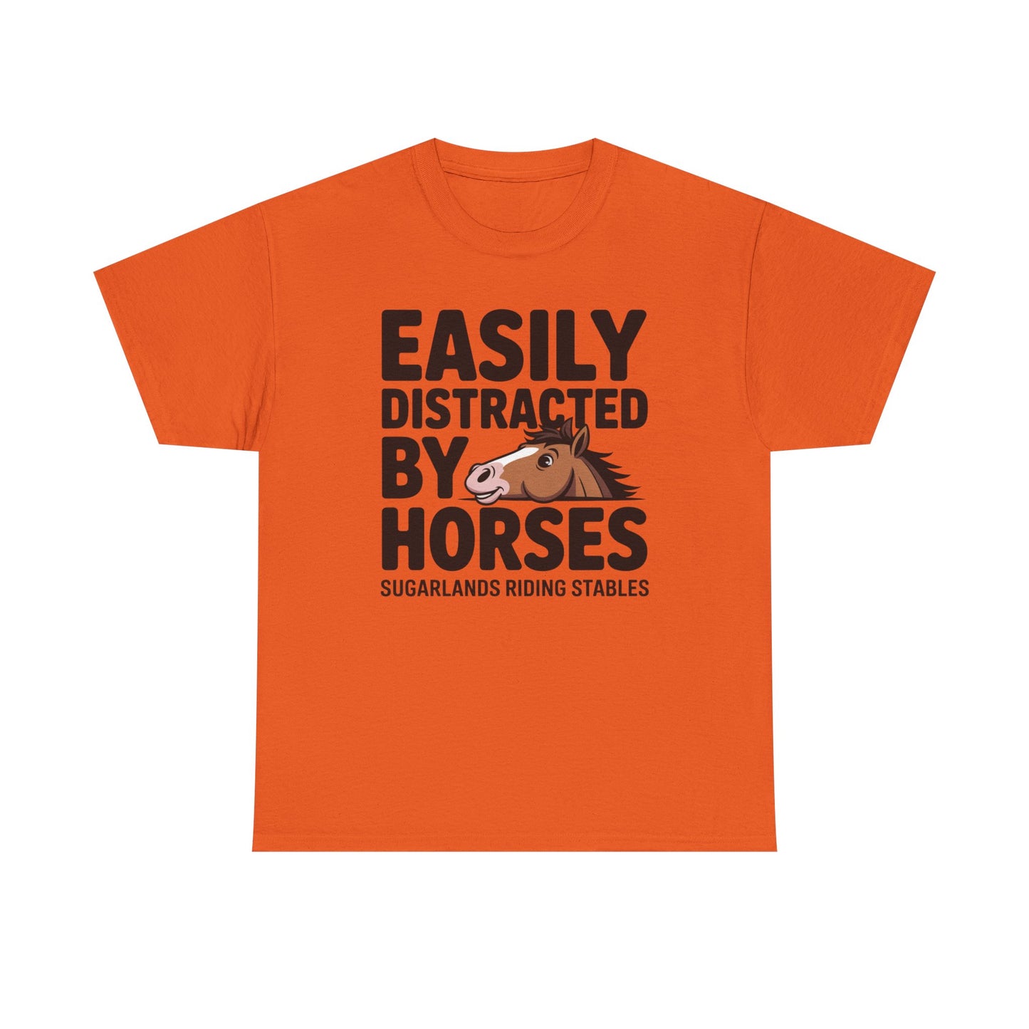 Easily Distracted by Horses T‑Shirt — Funny Equestrian Tee for Horse Lovers