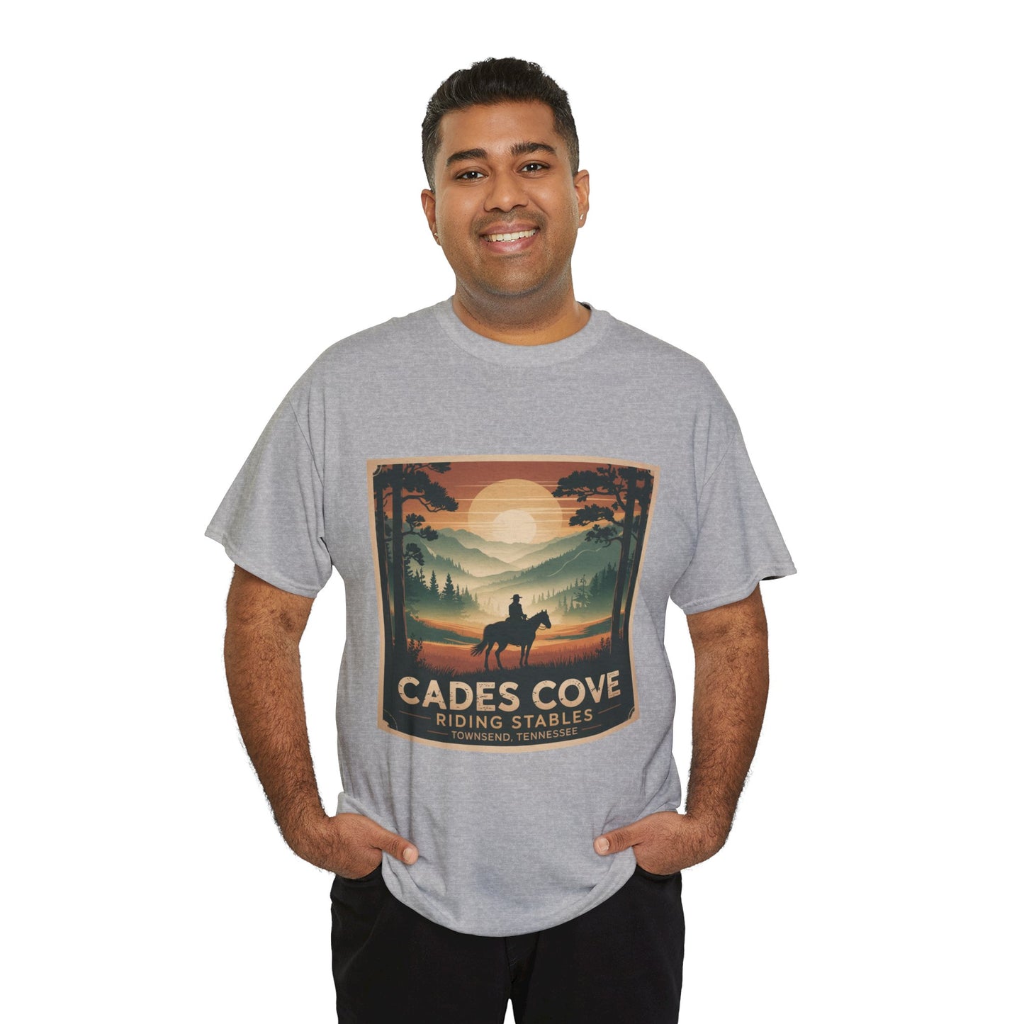 Cades Cove Riding Stables Sunset T-Shirt – Townsend Tennessee Smoky Mountains Horseback Tee
