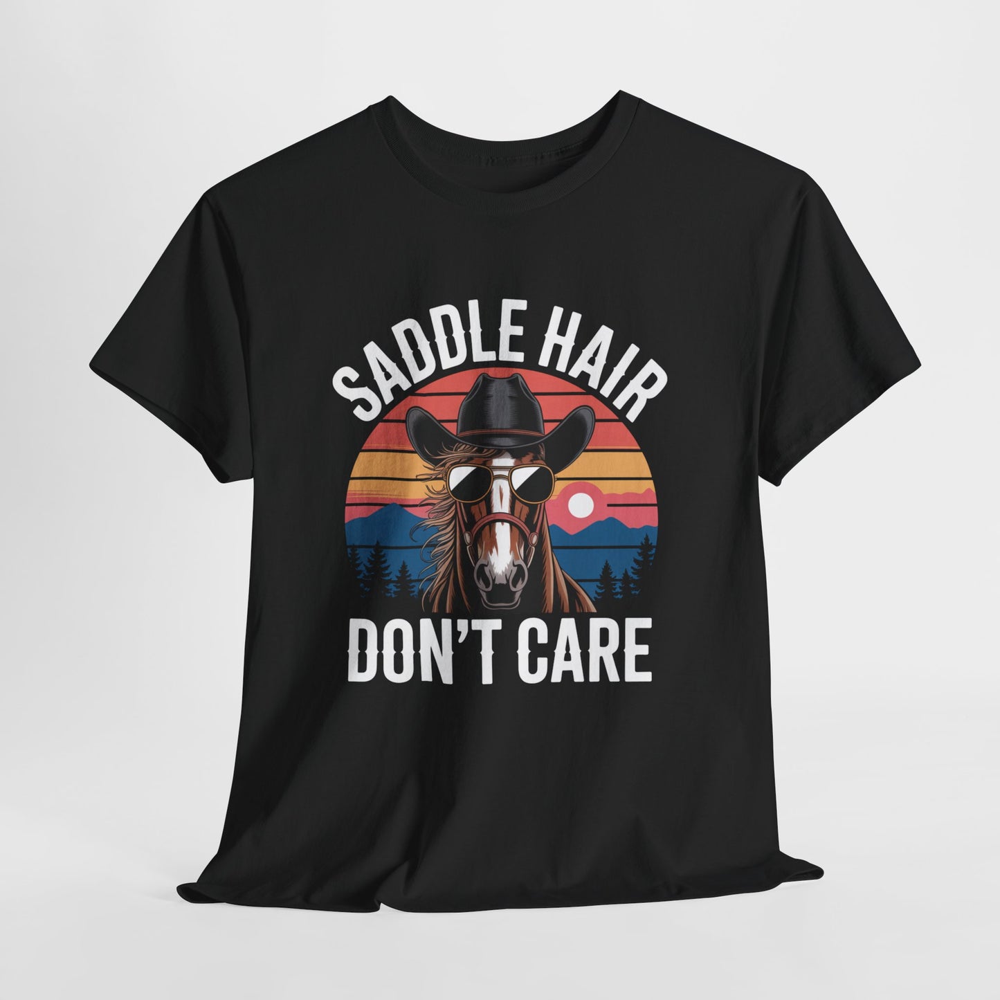 Saddle Hair Don't Care Horse Shirt – Funny Western Horse Lover Tee