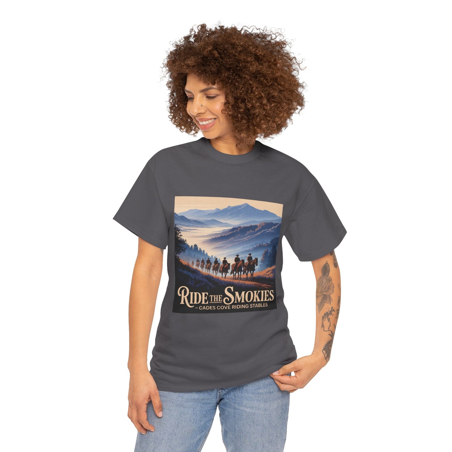 Ride the Smokies T-Shirt – Cades Cove Riding Stables Smoky Mountains Horseback Riding Tee