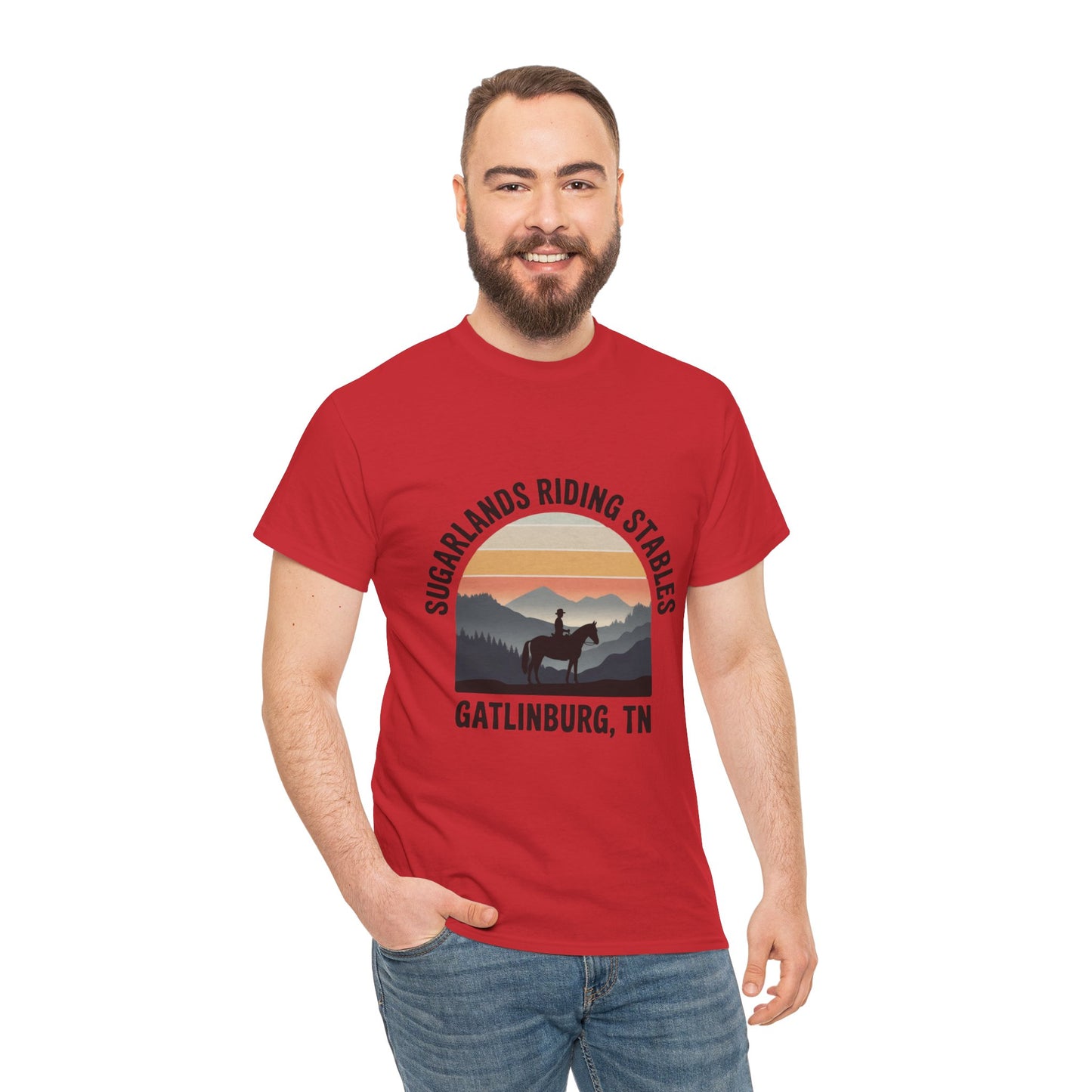 Sugarlands Riding Stables T-Shirt – Gatlinburg Tennessee Sunset Horizon Smoky Mountains Tee