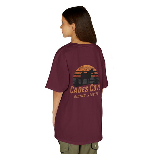 Cades Cove Riding Stables Retro Sunset Kids Heavy Cotton™ Tee