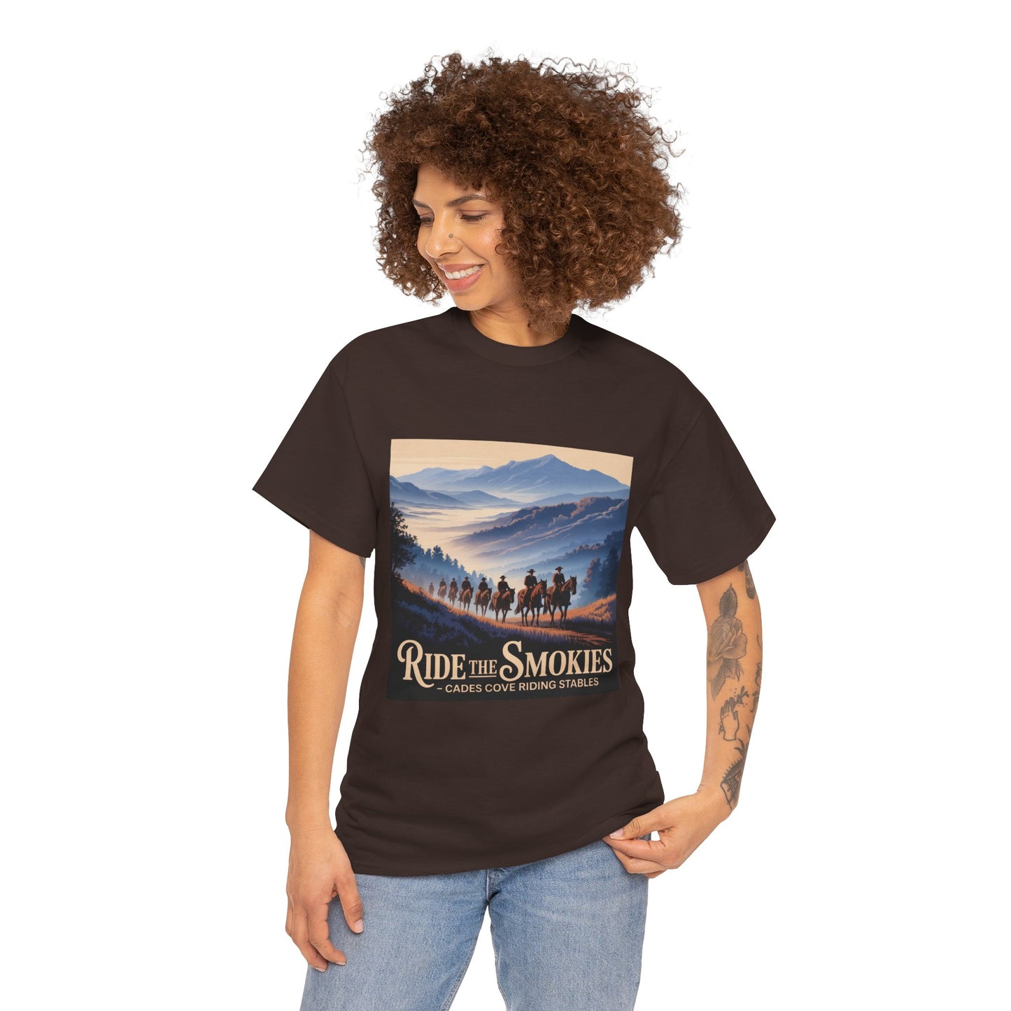 Ride the Smokies T-Shirt – Cades Cove Riding Stables Smoky Mountains Horseback Riding Tee