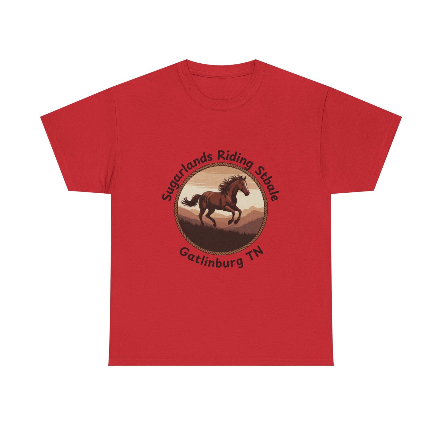 Running Horse T-Shirt – Sugarlands Riding Stables Gatlinburg Tennessee Western Sunset Tee